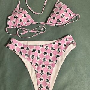 Chic Pink Checkered Bikini Set